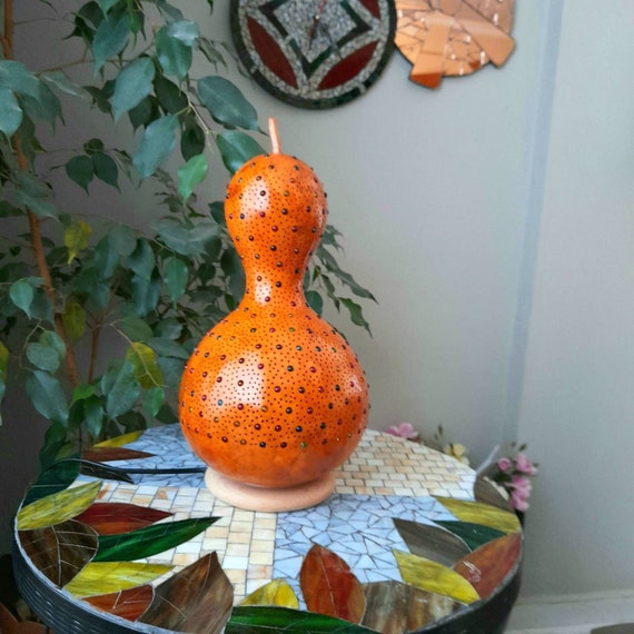 Colorful Beaded Ink Dyed Gourd Lamp Bottle Shape Gourd Lamp