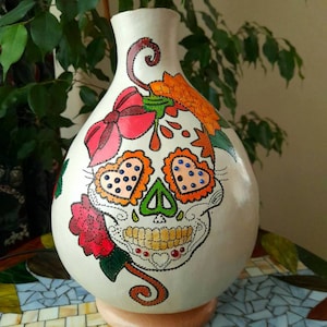 Skull Lamp, Gourd Lighting, Steampunk Decoration, Skull and Roses, Gift for him, Christmas gifts