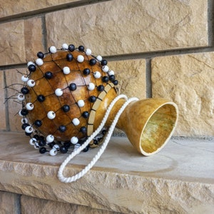 White and Black Beaded Music Instrument, African Drumming, Beaded ...