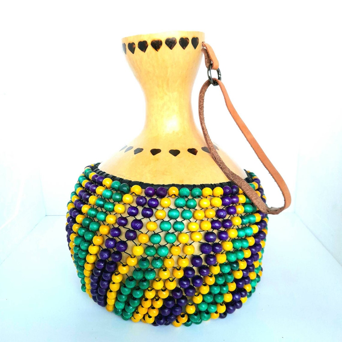 Colorful Wood Beaded Gourd Rattle Shekere Rhythm Percussion Etsy