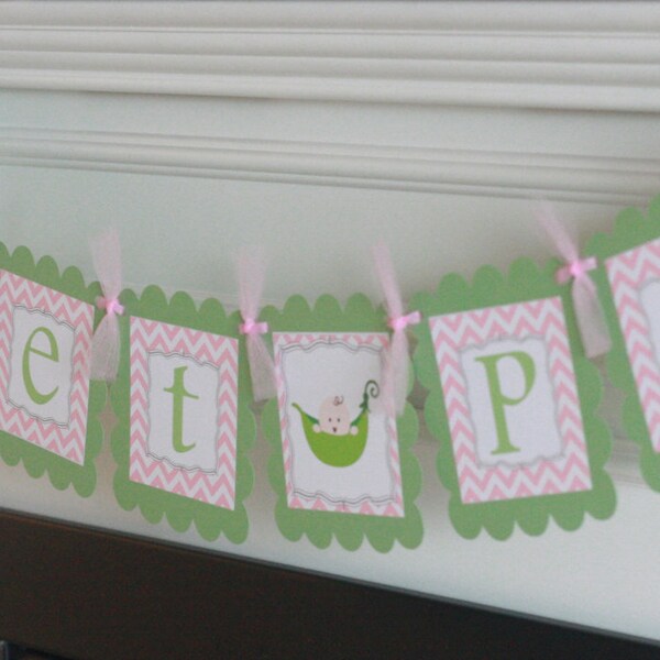 Sweet Pea in a Pod Baby "Sweet Pea" "Its a Boy" or "Its a Girl" Baby Shower Banner Sign Party Decorations - Pink, Green, Blue & More Colors