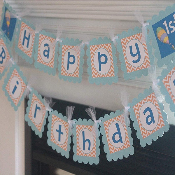 Oh the Places You'll Go Storybook Story Book "Happy Birthday" Birthday Banner Sign Decorations - Orange, Blue, Pink, Yellow + More Colors