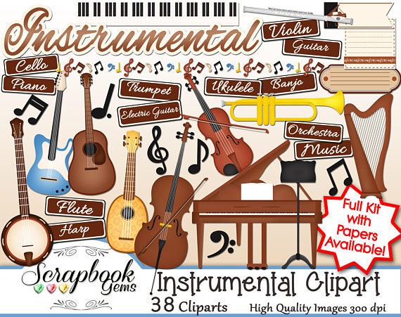 Music Instrumental Violin Cello Piano Guitar Ukulele Flute Music