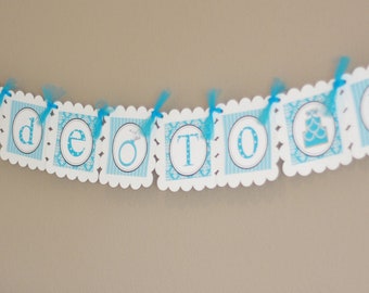 Turquoise White Ring Cake Bridal Shower Bachelorette Party "Bride to Be" Banner Sign Decorations - Turquoise & White + More Colors