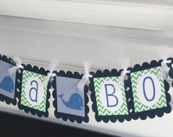 Whale Nautical Fish Sailboat "Its a Boy" or "Its a Girl" Baby Shower Banner Sign Party Decorations - Pink, Blue, Grey, Navy & More Colors