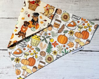 Autumn Dog Bandana, Fall Dog Bandana, Pumpkin Over The Collar Bandana, Pumpkin Spice Dog Bandana