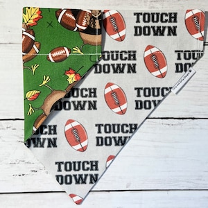 Football Dog Bandana, Touchdown Dog Bandana, Tailgating Dog Bandana, Touchdown Reversible Dog Bandana, Over the Collar Bandana
