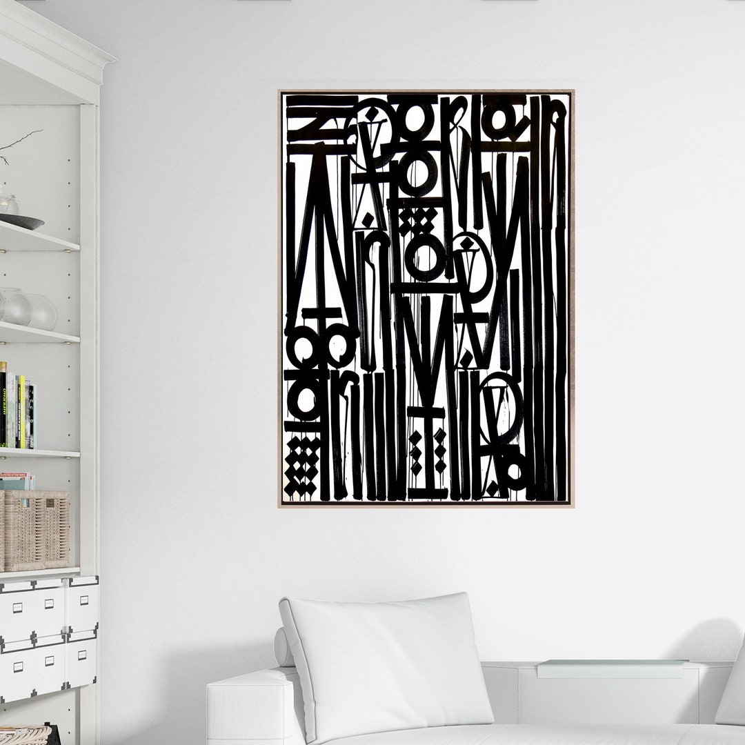 Abstract Art Black Letters Wall Arthome Decor Etsy