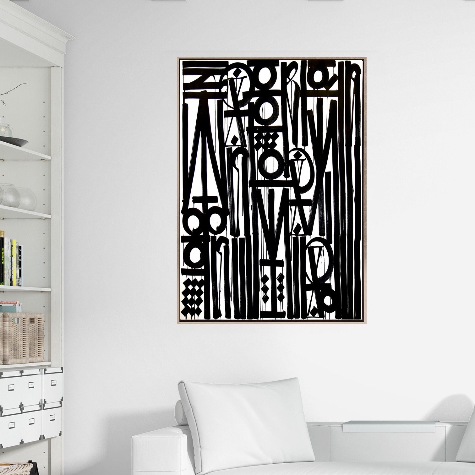 Abstract Art Black Letters Wall Arthome Decor Etsy