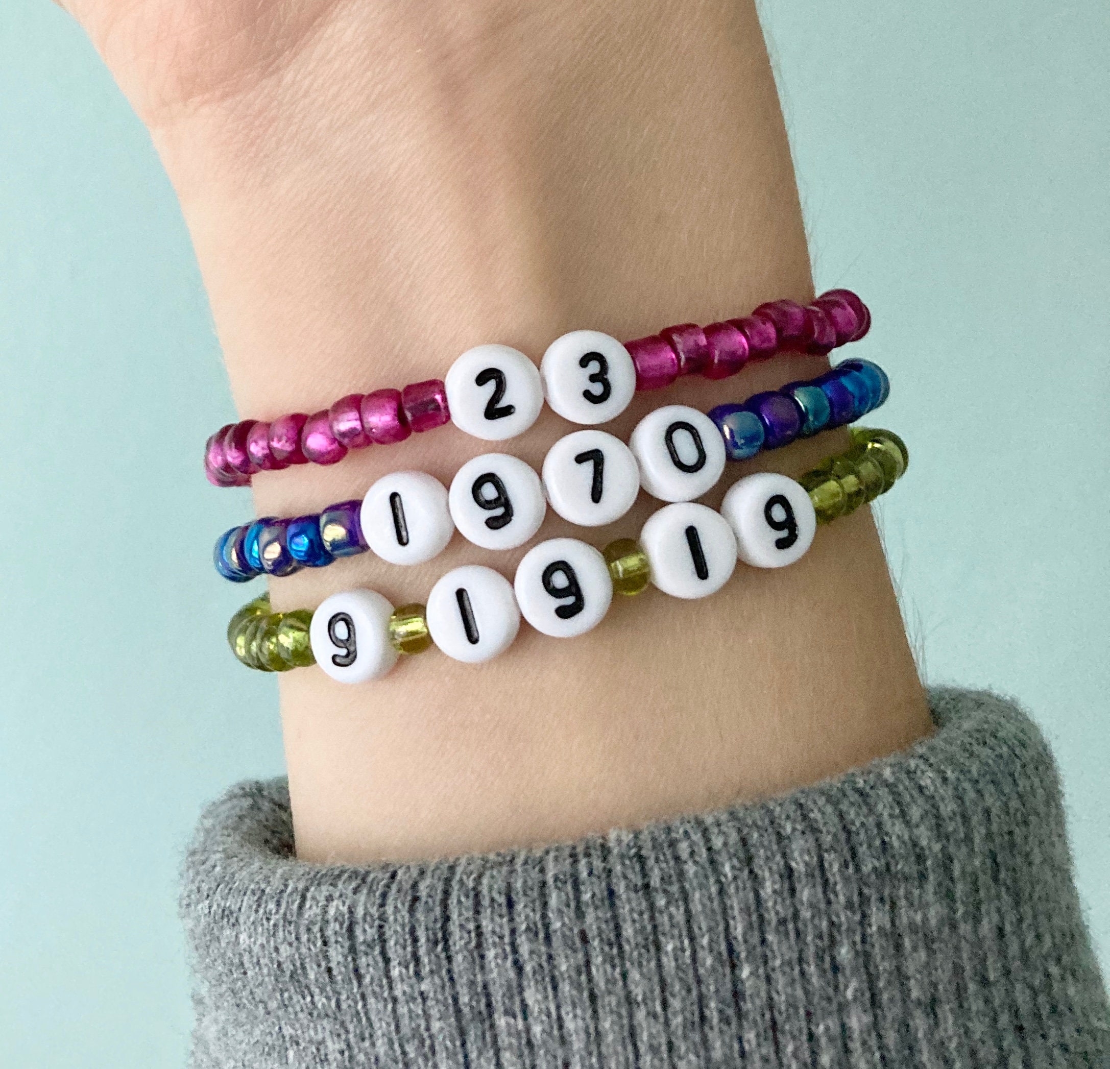 Personalized Number Seed Bead Bracelet. 3 Color Options. Etsy