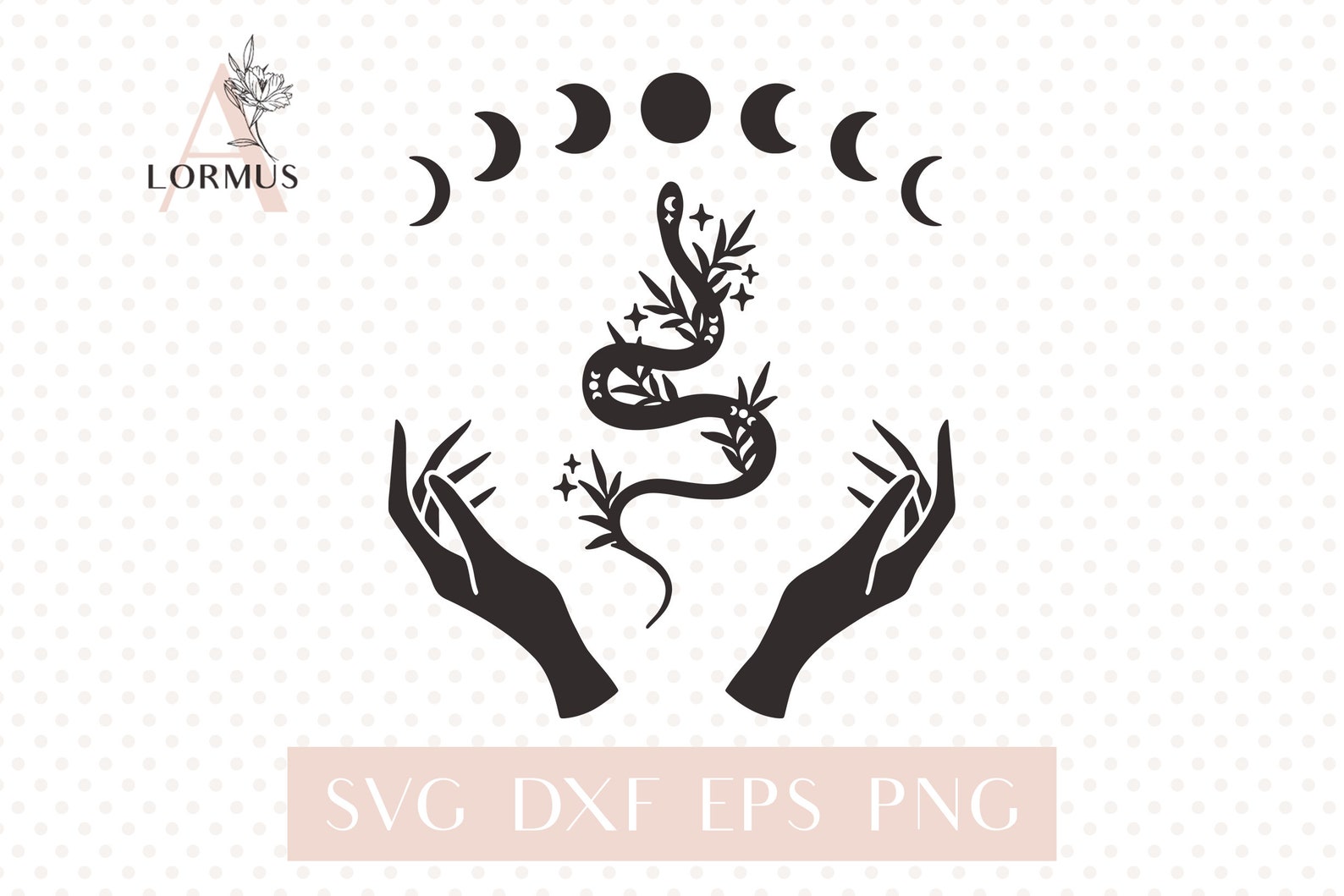 Snake Svg File Moon Phases Svg Boho Celestial Svg Reptile Etsy