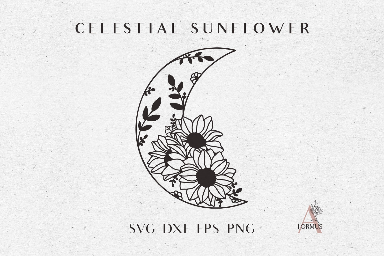 Sunflower Svg Cut File Crescent Moon Svg Floral Moon Svg Etsy