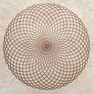 LOTUS OF LIFE – 40 × 40 cm – Sacred Geometry Torus Linocut Print – Copper/Rosewood