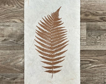 FERN – 25 × 50 cm – Sheet Linocut – Copper/Natural