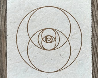 VESICA PISCIS – Sacred Geometry Linoprint – Gold/Natural