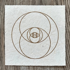 VESICA PISCIS – 22 x 22 cm – Sacred Geometry Linocut – Gold/Natural