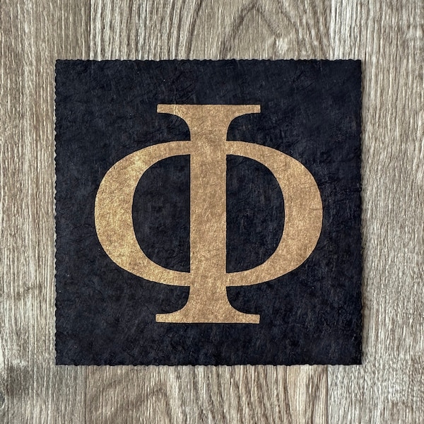 PHI – Goldener Schnitt Symbol Linoldruck – Gold/Schwarz