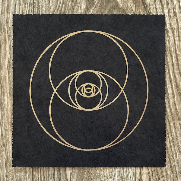 VESICA PISCIS – Sacred Geometry Linoprint – Gold/Black