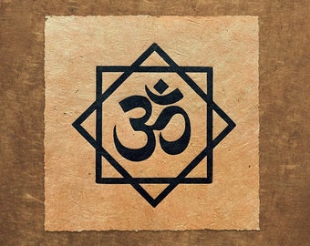 OM (AUM) – Symbol Linocut – Black/Mandarin