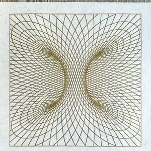 TORUS FIELD – 40 × 40 cm – Sacred Geometry Linocut – Gold/Natural White