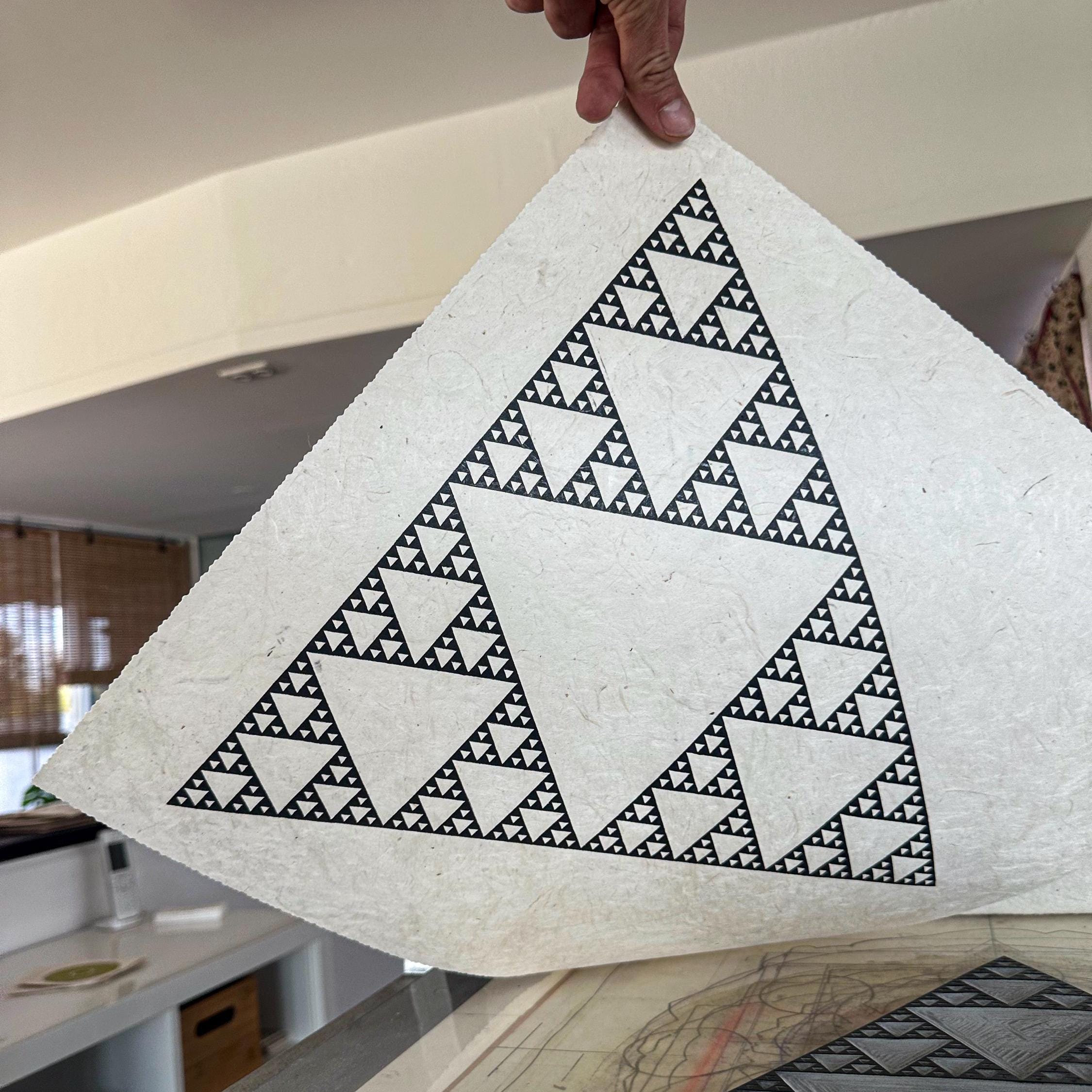 SIERPINSKI TRIANGLE – 40 X 40 Cm – Sacred Geometry Linocut Print ...