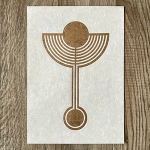 MENORAH DEL SANTO GRAAL – 21 x 29,7 cm (A4) – Stampa su linoleum Crop Circle – Oro/Bianco