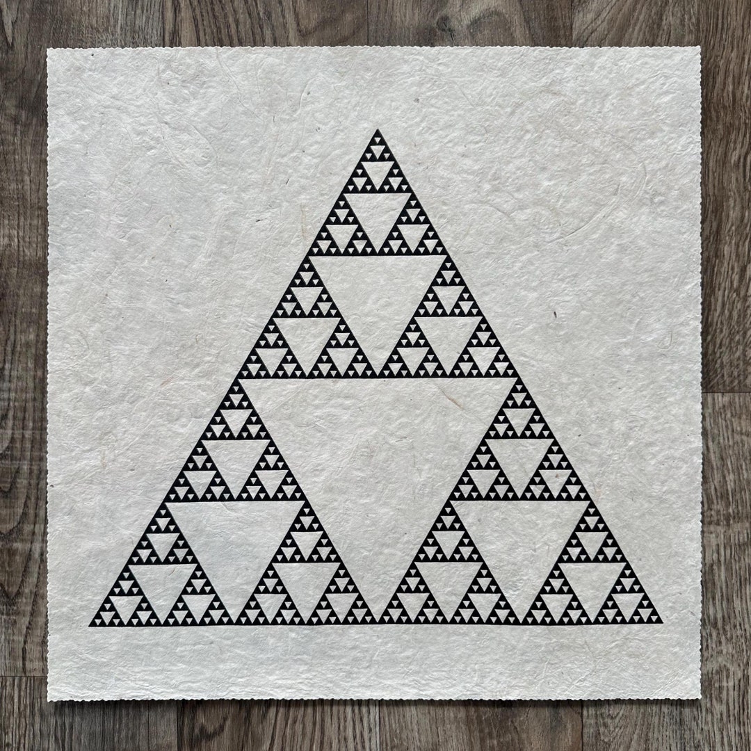 SIERPINSKI TRIANGLE 40 X 40 Cm Sacred Geometry Linocut Black on Natural ...