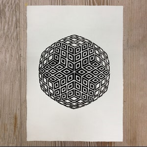 KUBO – Sacred Geometry Linoleum Printing – Black/White