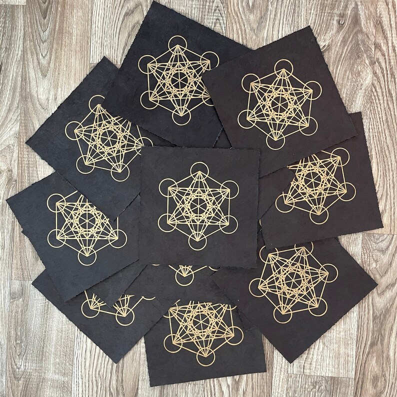METATRON 21.5 X 21.5 Cm Sacred Geometry Linocut Gold/black Etsy