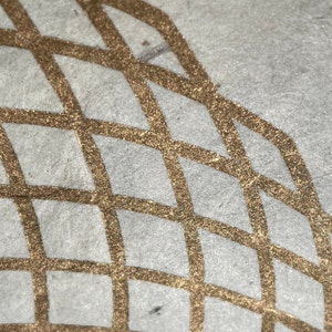 LOTUS OF LIFE 40 40 cm Sacred Geometry Torus Linoprint Gold/Hemp image 4