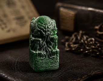 Cthulhu Jade Idol, Lovecraft Relic, Mythos Artifact, Horror Collectible, RPG Tabletop Miniature, DnD Decor, Cosmic Horror Gift
