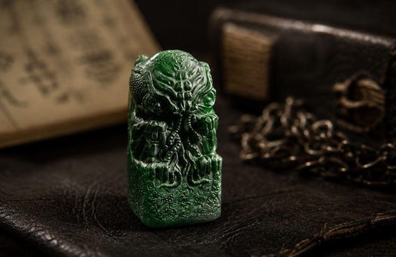 Cthulhu Jade Idol, Lovecraft Relic, Mythos Artifact, Horror Collectible, RPG Tabletop Miniature, DnD Decor, Cosmic Horror Gift