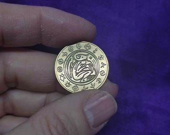 AR251 - Moneda de Cthulhu acuñada a martillo, Cthulhu coin minted by hammer, monedas de metal, monedas de colección, moneda de lovecraft