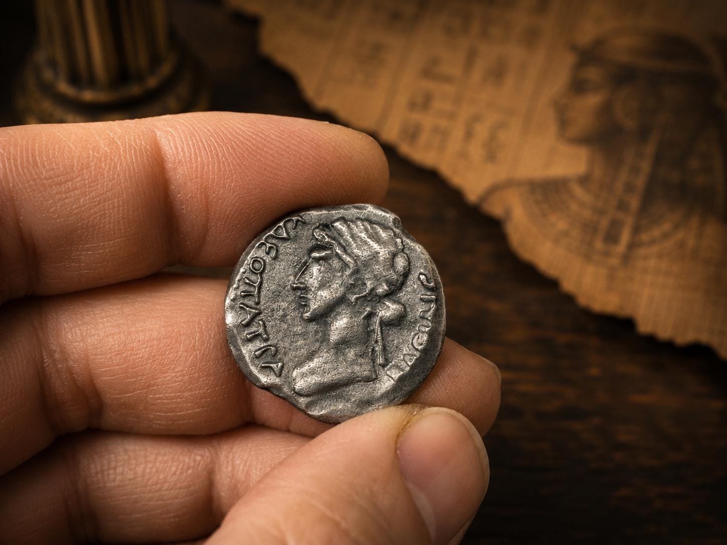 クレオパトラコインレプリカ – 古代エジプトコイン – 手作りの歴史的