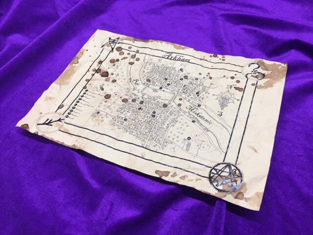 Handmade Antique Map of Arkham | Vintage RPG Map of Arkham | Aged ...