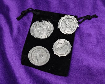 Dragon Coin Set – Fantasy Metal Coins | RPG Props | Medieval Coins | D&D Accessories | Cosplay | Collector's Gift
