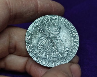 Thaler Stephanus coin 1580, Thaler Stephanus coin 1580, artisan coin, handmade coin, coin collection, gift