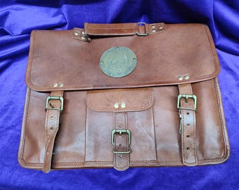 Miskatonic University Leather Briefcase – Call of Cthulhu RPG Bag – Lovecraft Briefcase Arkham Necronomicon Collector Set