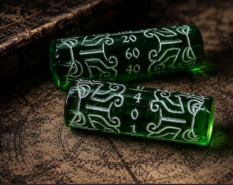 Kostki RPG Mystic Emerald Cthulhu D100 – Lovecraft, wyjątkowy prezent z żywicy dla kolekcjonerów | Kostki do gry Emerald Cthulhu