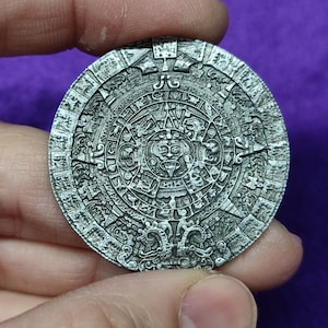 Aztec calendar coin, Aztec calendar coin, handmade coin, metal casting, gift to a friend