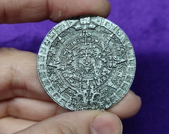 Aztec calendar coin, Aztec calendar coin, handmade coin, metal casting, gift to a friend