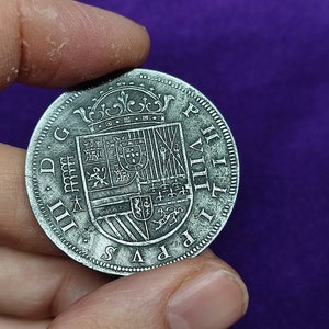 8 Reales spanische Dublonen-Münzschätze, spanische Dublonen-Münzschätze, handgefertigte Münze, Metallguss, an einen Freund verschenken Bild 2