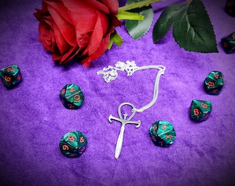 925 Sterling Silver Ankh Necklace – Gothic Vampire Jewelry, Egyptian Symbol of Life, Geek Fantasy Gift