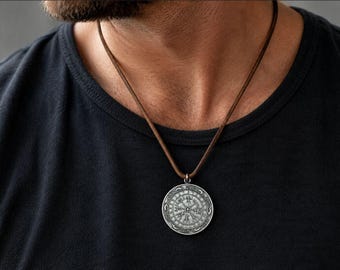 Vegvisir Necklace 925 Sterling Silver – Viking Compass Pendant – Norse Amulet – Handmade Viking Jewelry Gift