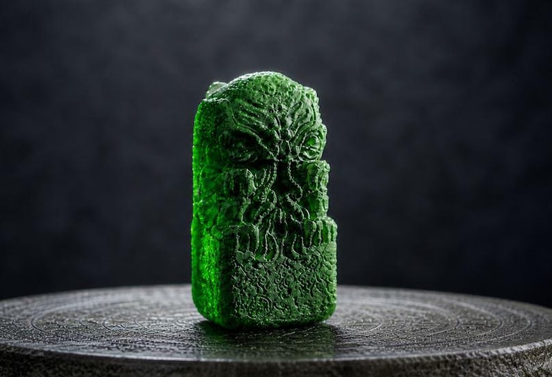 Cthulhu Jade Idol, Lovecraft Relic, Mythos Artifact, Horror Collectible, RPG Tabletop Miniature, DnD Decor, Cosmic Horror Gift image 10