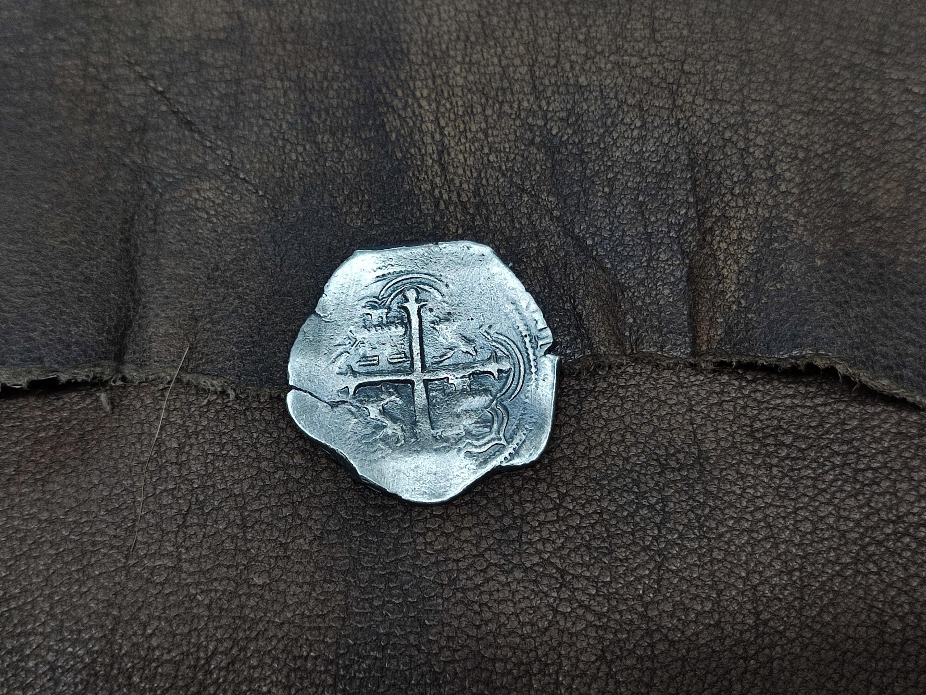2 Reales Philip III Macuquina Coin, Cobs, Silver, 2 Reales Coin Philip III Macuquina, handmade coin, give to a friend, 925 Sterling Silver
