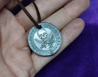 Blackbeard Pirate Necklace, metal necklace, handcrafted metal, metal casting
