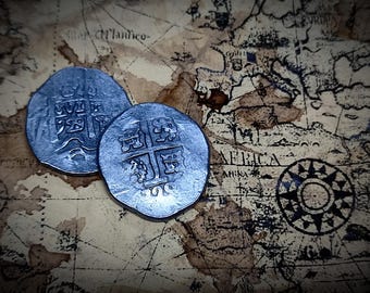 AR202 – 8 Reales Macuquina Metallmünze, handgefertigte Münze, Geschenk für Freunde