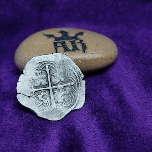 2 Reales munt van Filips III Macuquina, Cobs, 2 Reales munt van Filips III Macuquina, handgemaakte munt, metaalgieten