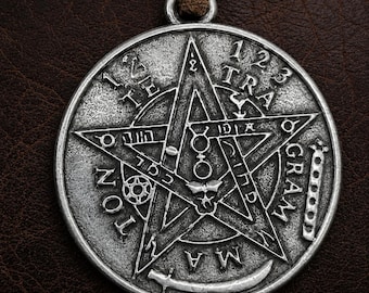 Tetragrammaton Necklace, Protective Talisman, Metal Amulet Pendant, Pagan Jewelry, Wicca Necklace, Spiritual Protection Gift